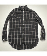 Madewell Women’s Black Flannel Oversized Ex-Boyfriend Shirt In Windowpan... - $14.17