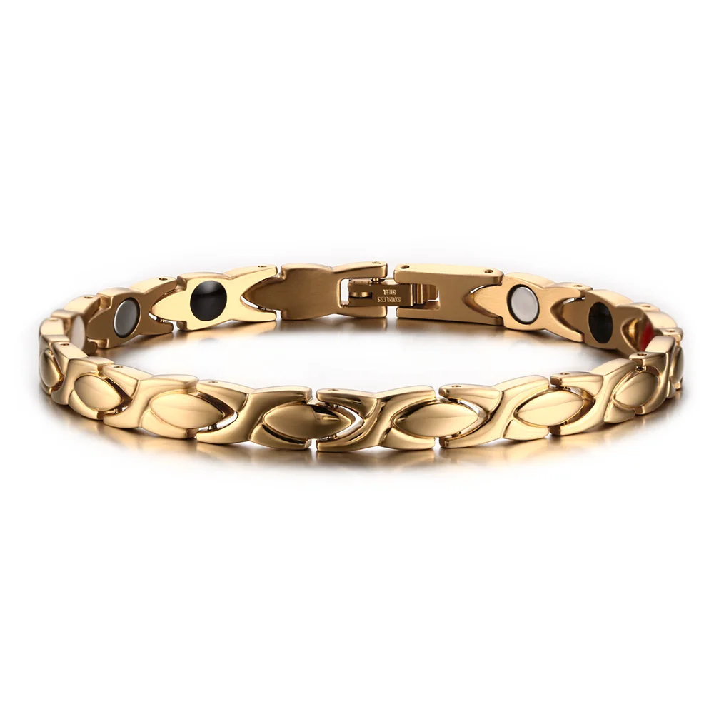 Vinterly Gold Bracelets for Women Chain Energy Wristband Magnetic Bracelet Femme - £27.62 GBP