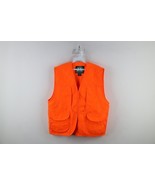 Vintage 90s Streetwear Mens Medium Distressed Hunting Vest Jacket Blaze Orange - $49.45