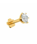 18k Oro 3.5mm Diamanti Finti Naso Labbra per Vite Bottone Anello Piercin... - $155.50 CAD