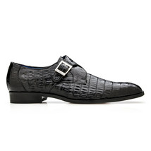 Belvedere Shoes Genuine Caiman Crocodile Monk Strap R99 Angelo Black image 3