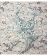 BALLARD DESIGNS BREVARD TEAL BLUE LARGE BIRD DESIGNER LINEN FABRIC BY YA... - $35.63