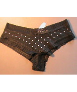 Victoria&#39;s Secret low cheeky lingerie panty M black white hearts cotton ... - $26.04 CAD