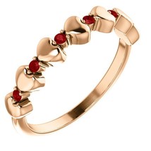 Authenticity Guarantee 
14K Rose Gold Stackable Ruby Heart Ring - £638.68 GBP