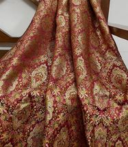 Indian Banarasi Brocade Fabric Red &amp; Gold Fabric Wedding Dress Fabric - ... - £16.38 GBP+