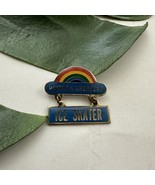 Vintage 80s Worlds Greatest Ice Skater Rainbow Enamel Pin Gold Achieveme... - $13.85