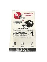 1994 Oklahoma Sooners vs Missouri Tigers Football Ticket Stub Owen Field - £9.48 GBP