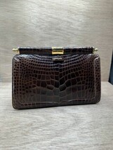 Vintage Lucille De Paris Brown Leather Purse Alligator No Strap - £79.13 GBP