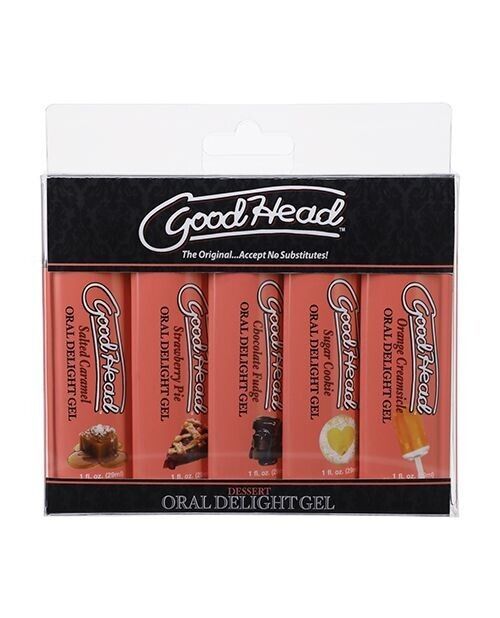 GOODHEAD FLAVORED SLICK HEAD GLIDE ORAL GEL EDIBLE LUBE 5 PACK DESSERTS - $16.65