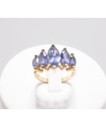 10K Gold Tourmaline Ring 5 Blue Various Size Gemstones Marked A Size 5- 1/2 - $4,586.80 MXN
