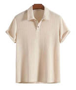 Men&#39;s Waffle-Knit Collared Neck Short Sleeve Polo - $36.49