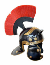 black roman medieval helmet with red plume best Halloween costume helmet - £64.56 GBP