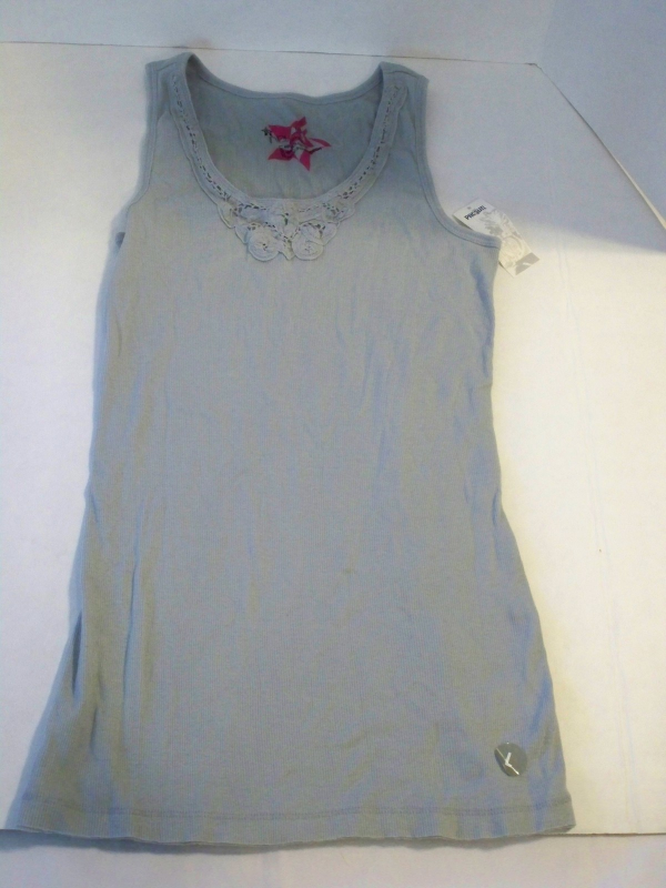 WOMEN&#39;S/JRS NOLLIE BOYFRIEND APPLIQUE TANK TOP GRAY  RACERBACK NEW $16 - $11.99