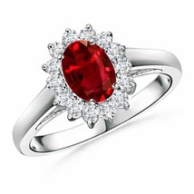 Authenticity Guarantee 
Angara Natural 7x5mm Ruby Ring in 14K White Gold (Rin... - £3,434.55 GBP