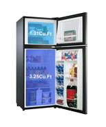 MINI FRIDGE w/ FREEZER 4.6 CU FT Refrigerator Two Door Compact Stainless... - £229.48 GBP