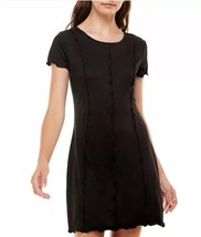 ULTRA FLIRT Womens Black Jersey-knit Seam-detail Short Shift Dress Juniors S - £12.30 GBP