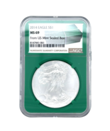 2014-P $1 Silver American Eagle NGC MS69 Green Holder From US Mint Seale... - $184.48