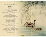 Chichibu Maru Dinner Menu 1931 NYK Line Ducks &amp; Cherry Blossoms Cover Su... - $59.40