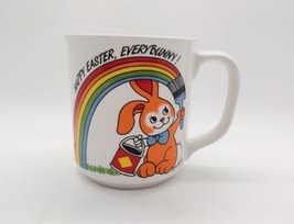 Vintage JSNY Taiwan Retro Rainbow Easter Bunny Coffee Mug Colorful Ceramic - £7.47 GBP