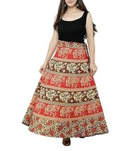 Women Wrap skirt Jaipur Indian Cotton Maxi 38&quot;(Free Size upto 46&quot;-XXXL)T17 Red - £25.68 GBP