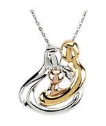 Sterling Silver Tri-Color Embraced by the Heart™ Family Necklace - £72.10 GBP