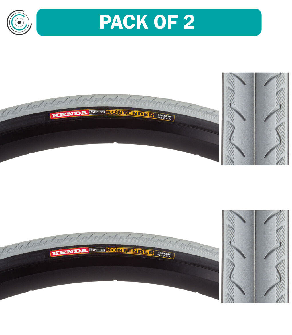 Pack of 2 Kenda Kontender 700x23 Wire TPI 110 Gy/Bsk Reflective Road Tire - $118.99