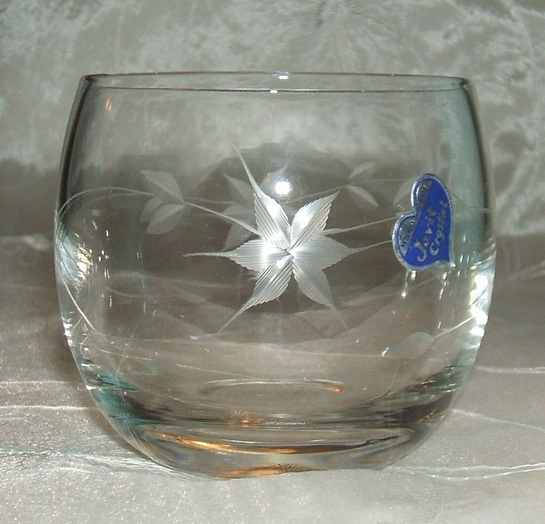 JAVIT Crystal STARFLOWER Pattern Round LOWBALL/ Flat Tumbler 2 3/4&quot; X 2 ... - $4.95