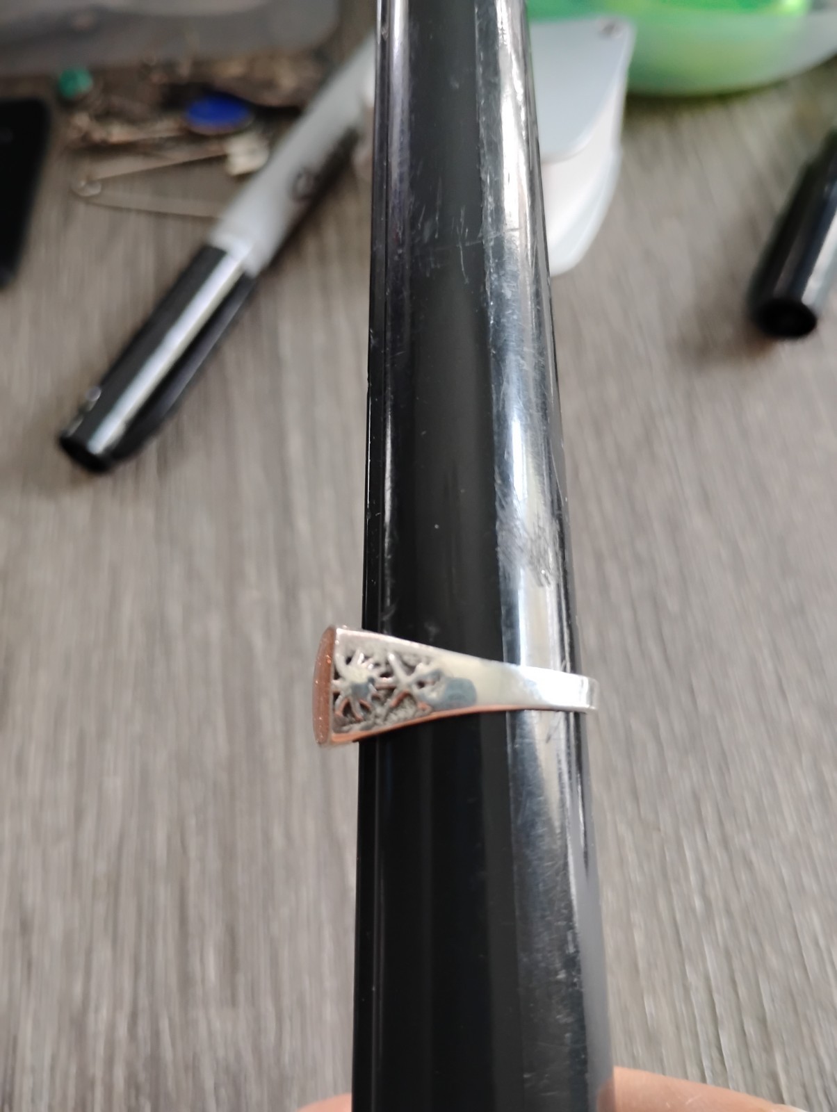 925 Sterling Silver Saudi Arabia Emblem Goldstone Ring SZ 9.5 Free Shipping Item image 5