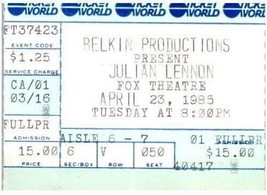 Vintage Julian Lennon Ticket Stub Aprile 23 1985 Detroit Michigan - £40.58 GBP