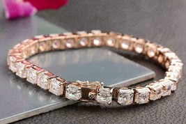 9Ct Asscher Cut Simulated Diamond Women's Tennis Bracelet 14K Rose Gold Plated - £126.27 GBP