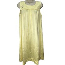 Vintage Shadowline Nylon Nightgown Yellow Sleeveless Size S Midi Floral ... - $29.65