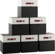 Ornavo Home 13 X 13 Storage Cube Bins, Foldable Collapsible Fabric, White/Black - £38.35 GBP