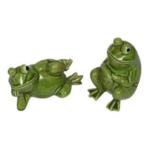 Vtg Norcrest Ceramic Anthropomorphic Chilling Frogs Salt &amp; Pepper Shakers Japan - £13.93 GBP