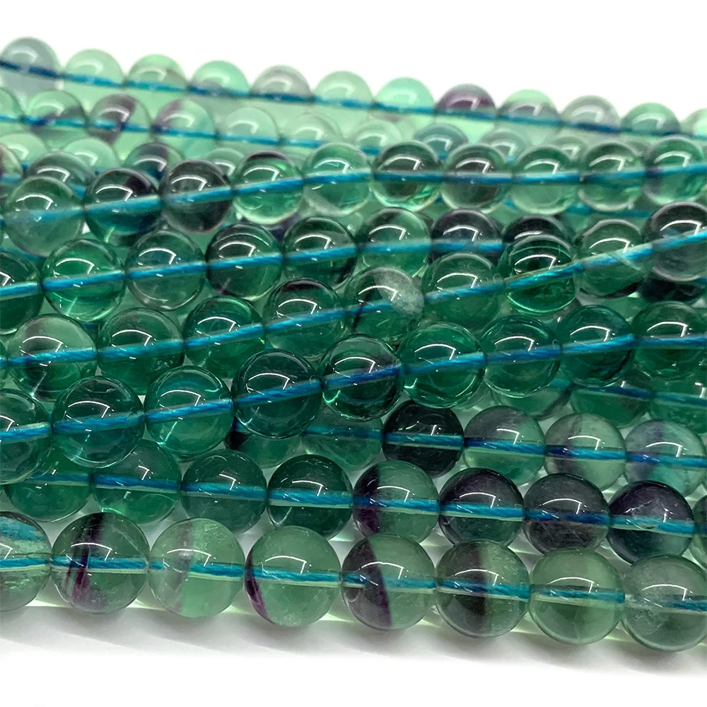 Veemake Fluorite Round Purple Blue Green Colour Natural Loose Beads 07365 - £20.47 GBP