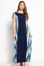 Women&#39;s Navy Multi Color Summer Maxi Dress (S) - £25.08 GBP