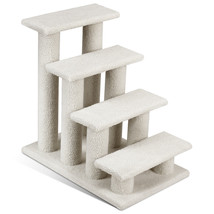 24&quot; 4 Step Pet Stairs Carpeted Ladder Ramp 8 Scratching Post Cat Tree Home - £70.76 GBP