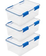 Iris Usa Weatherpro 16 Qt Storage Bins With Lids, 3 Pack, Bpa-Free, Clea... - $49.98