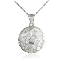 Sterling Silver Textured Soccer Ball Sports Pendant Necklace - Made in USA - £26.25 GBP+