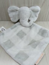 Blankets &amp; beyond Gray White plaid Checks elephant baby Security Blanket... - $39.59