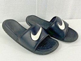Nike Men&#39;s Benassi Swoosh Slip On Slides Black &amp; White # 312618-011 Size... - $13.37
