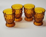 Vintage American Whitehall By Colony Cubist 4⅜” Amber Juice Tumblers - S... - £27.65 GBP