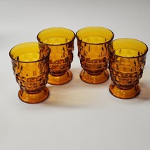 Vintage American Whitehall By Colony Cubist 4⅜” Amber Juice Tumblers - Set Of 4 - £27.95 GBP