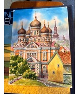 Vintage Russe Orthodoxe Église Village Aquarelle Peinture Signée 7-1/4 x... - $75.98