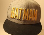 DC Comics Batman Hat Cap Grey with Yellow Logo Snapback ba2 - $12.86