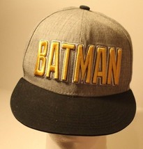 DC Comics Batman Hat Cap Grey with Yellow Logo Snapback ba2 - $12.86