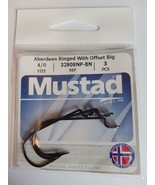 Mustad Hooks 32808NP-BN Aberdeen Ringed With Offset Big 4/0, 3 Pieces - £1.96 GBP