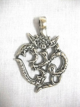 Om / Aum Symbol Detailed Pretty Meditation Cast Pewter Pendant Adj Cord Necklace - £7.06 GBP