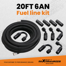 6AN  20FT/16FT Fuel Line Hose Kits Nylon Stainless Steel Braided Hose Fitting - £30.35 GBP+