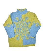 Vintage Express Tricot Wool Sweater Womens M Snowflake Colorblock Chunky - £37.73 GBP