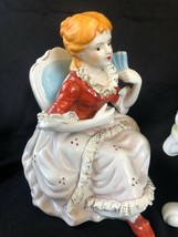 antique german porcelain lady and lord cofee table - $157.29